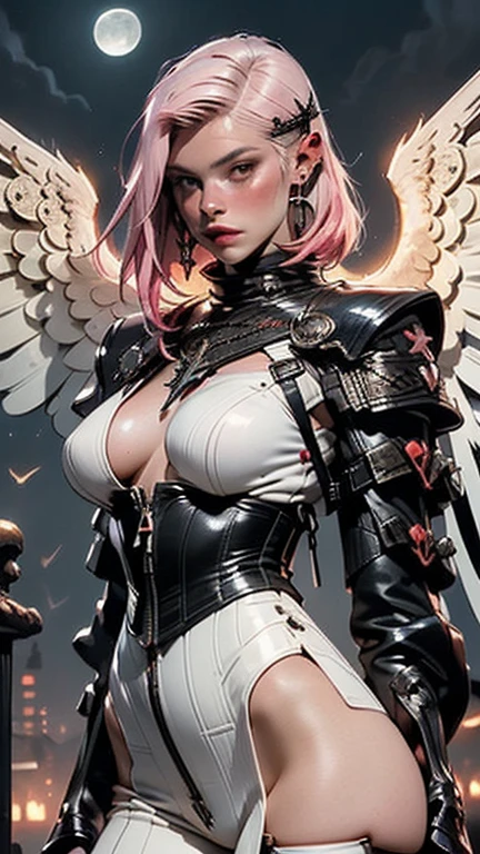 girl,1girl,(accentuated super huge enormously gigantic large breasts, cleavage showing:1.2),((((creamy pink hair:1.35,creamy pink hair up)))),((moonlight_eyes:1.5)),glowing eyes,intricate eyes,beautiful detailed eyes,symmetrical eyes,((curvy)),(((lustrous skin:1.5,bright skin: 1.5,skin tanned,shiny skin,very shiny skin,shiny body,plastic glitter skin,exaggerated shiny skin,illuminated skin))),(spider lower abdomen,narrow waist,wide hip,athletic body,inflated legs,thick thighs,detailed body,(detailed face)),

cute,slutty,seductive,erotic,horny(nsfw),

zettai ryouiki,(((Holy GUARDIAN ANGEL,black and large wings,feathers, has feather wings))) ,(((leather corset battle armor dress with lots of straps buckles and zippers))))

(dynamic sexy seductive slutty horny pose:1.0),serius,(centered,scale to fit dimensions,Rule of thirds),

((floating in the storm clouds, sky and storm clouds background)),scenery:1.25,((intricate scenery)),

(Tattoo sleeves and piercings ),highres,sharp focus,(ultra detailed,extremely detailed),(photorealistic artwork:1.37),(extremely detailed CG unity 8k wallpaper),(((vibrant colors,vibrant theme))),(intricate),(masterpiece),(best quality),artistic photography,(photography taken by sldr),(intricate background),perfect rendered face,perfect face details,realistic face,photo realistic,((intricate detail)),(((realism))),