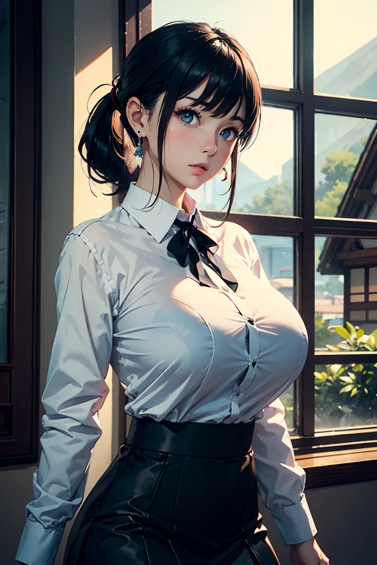 1womanl,12year old,Dark head hair,Beautiful ponytail hairstyle, (yellow high waist skirt:1.3),, (whiteshirt:1.3), (double-breasted,Underbust:1.2), Short sleeves, buttonGap,moaning,small tits,Sweaty shirt,Thigh sweat,half squatting,My crotch is wet,lift up skirt,Mansuji,Pants are , embarrassed, blushing, cute, kawaii, lips apart, masturbation behavior, breathless