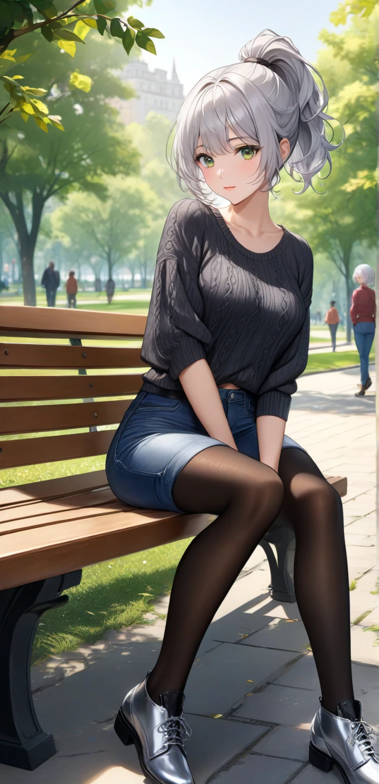 Bela jovem Ellen em hood e pleated skirt, dark tights, high heels do jogo The Last of Us parte 1, Jogo, hiperrealista, , corpo de modelo, seios pequenos, beautiful breasts, cabelo longo, braided hair, pernas longas, 8k, detailed cenary