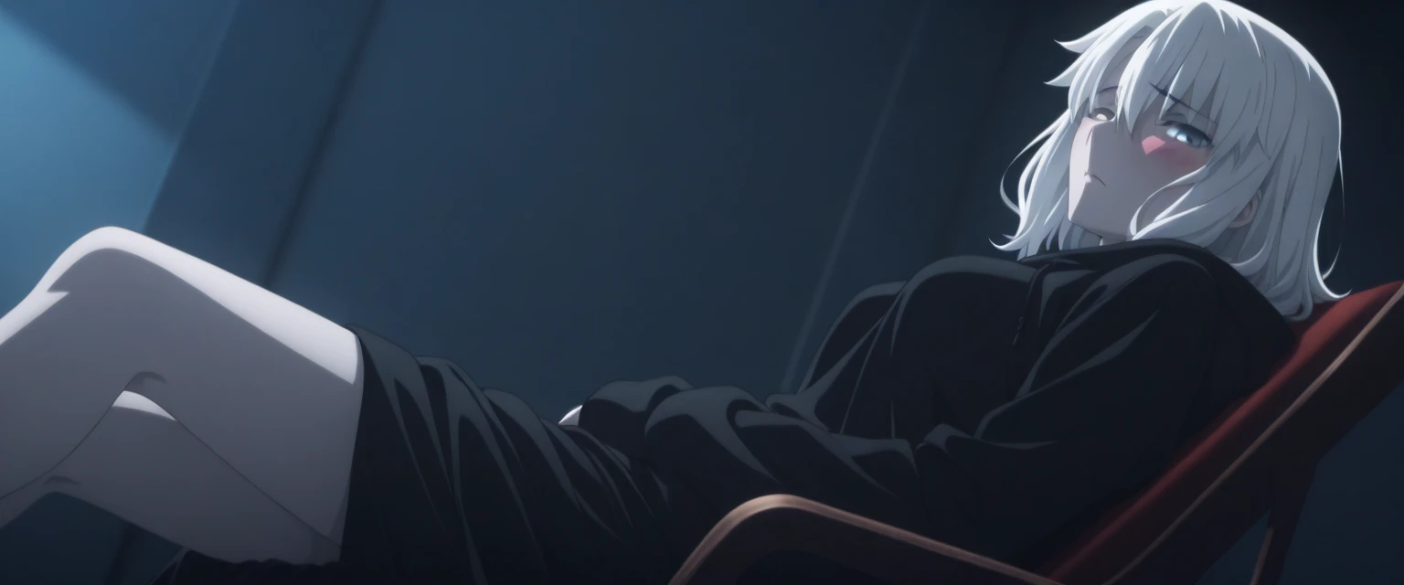 tanraak (style), ((masterpiece)), ((8k quality)), (no watermark), stolas, male, looking at viewer, detailed alley, (solo:1.4), sleek, shiny black slime body, black body, goo, gooey, tail feathers, butt, wearing a white lab coat