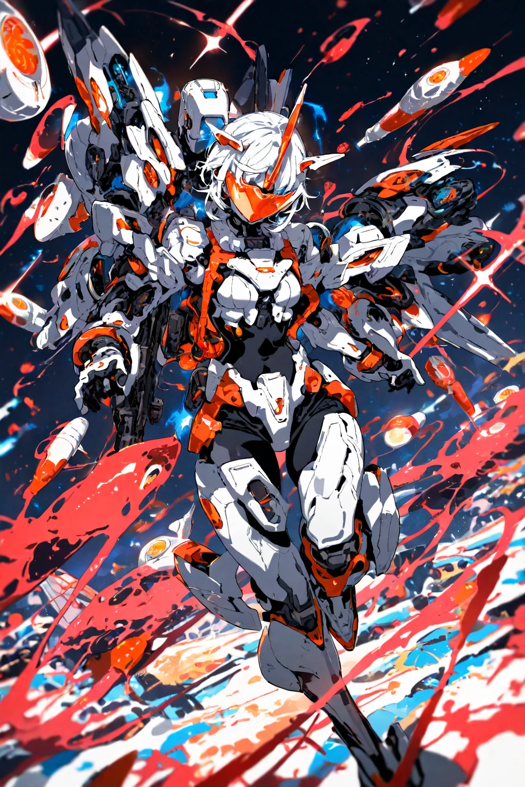 software:2,0, 16K, High resolution, Highest quality, Simple Background, Full Body Shot
, Official Art,mecha musume:1.3,  Chest close-up, Exoskeleton:1.7, Mechanized Body Suit:1.6
, Mature Idol Older Sister, Are standing, Slingshot Leotard,  mechanized armor:1.4, Knee socks ,High heels:1.2