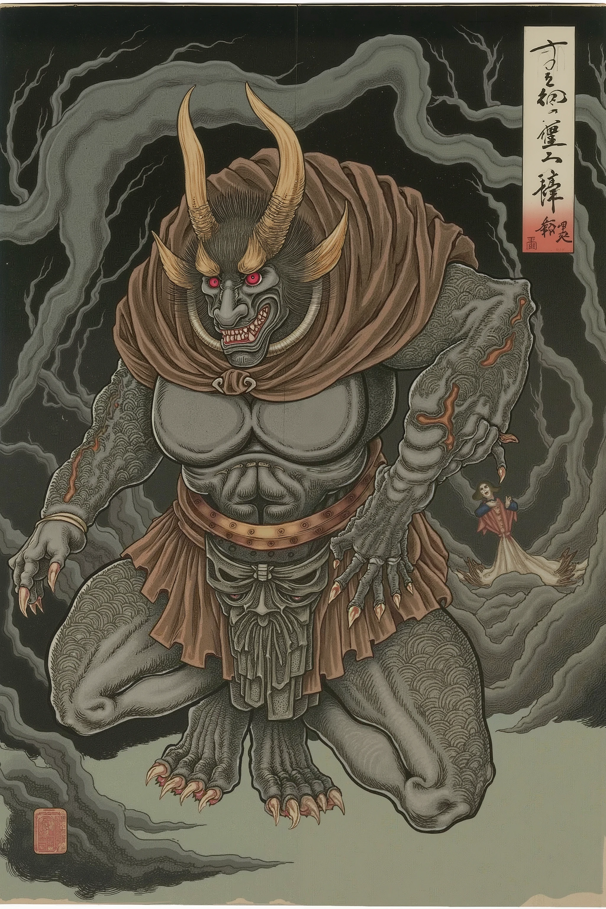 oni,yokai,scary ukiyo-e