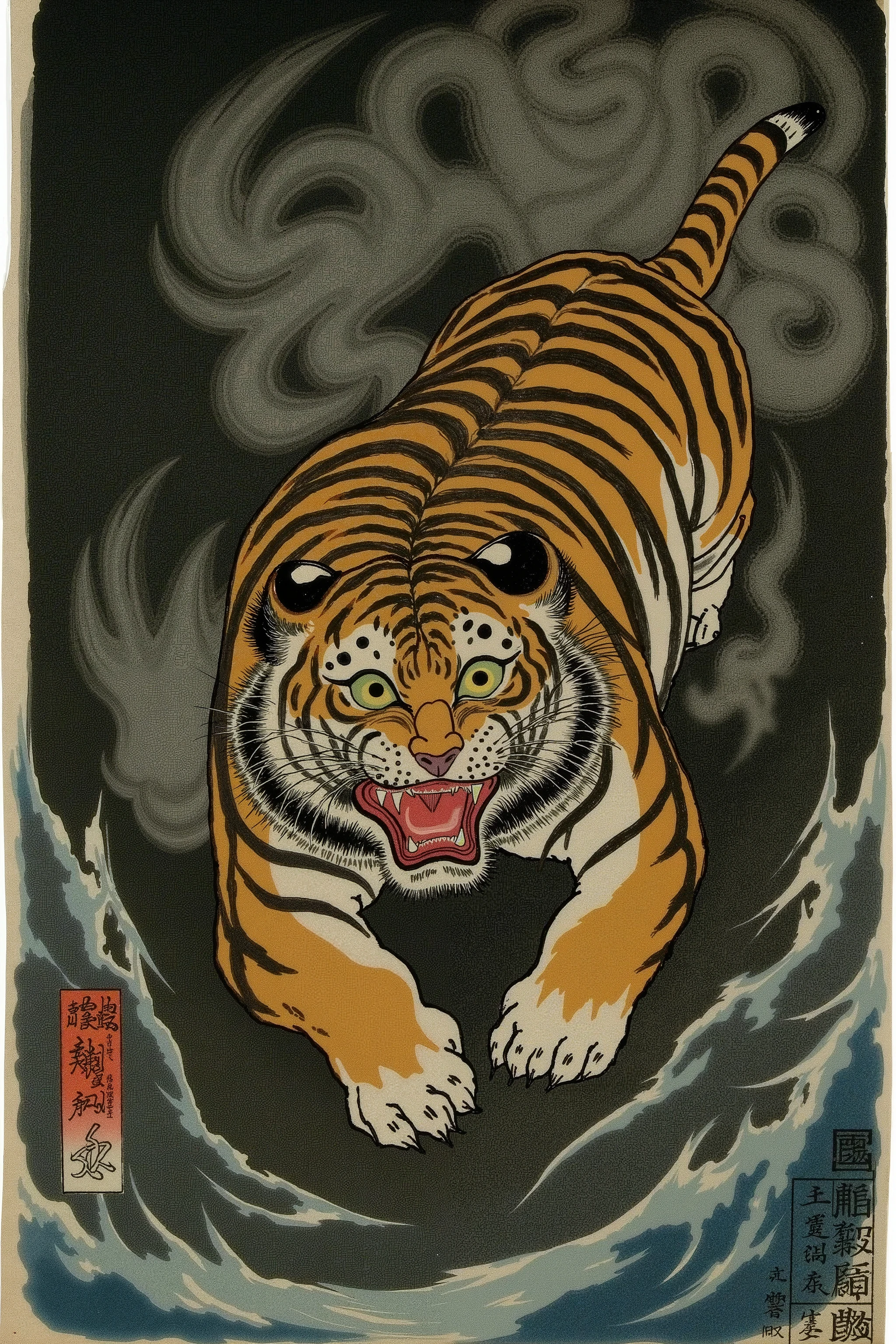 tiger,scary ukiyo-e
