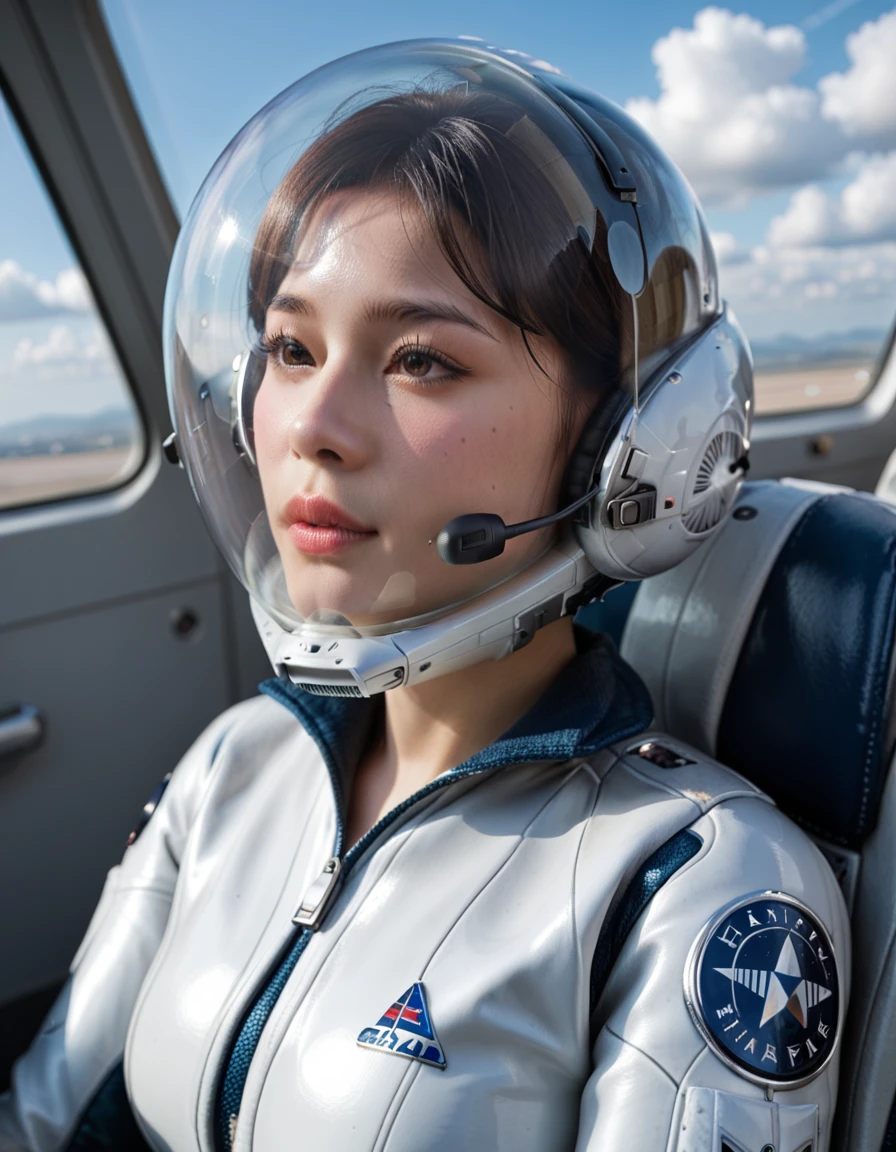 (masterpiece, ultra-detailed, ultra-realistic, best quality, clear focus, photorealistic), (ultra-high resolution, 8k:1.3), (face focus:1.3), (perfect anatomy:1.3), perfect face, (detailed face, detailed eyes), solo, 1 woman, 18 years old Japanese idol, (student but astronaut), (wearing form-fitting cyber punk bodysuits that made of extremely thick leather with mechanical parts:1.3), mechanical harness, (headgear:1.4), (very large breasts), slim waist, (extra long hair), (very beautiful with very cute but cool face:1.2), (Bad girl:1.2), cool girl atmosphere, (eyeliner:1.3), (in the space station:1.4), dynamic angle, glamorous but muscular, very broad shoulders, (painful expressions), (amazing view of the earth), (emergency evacuation, explosion, out of oxygen, rapid decompression:1.5), shoot from side