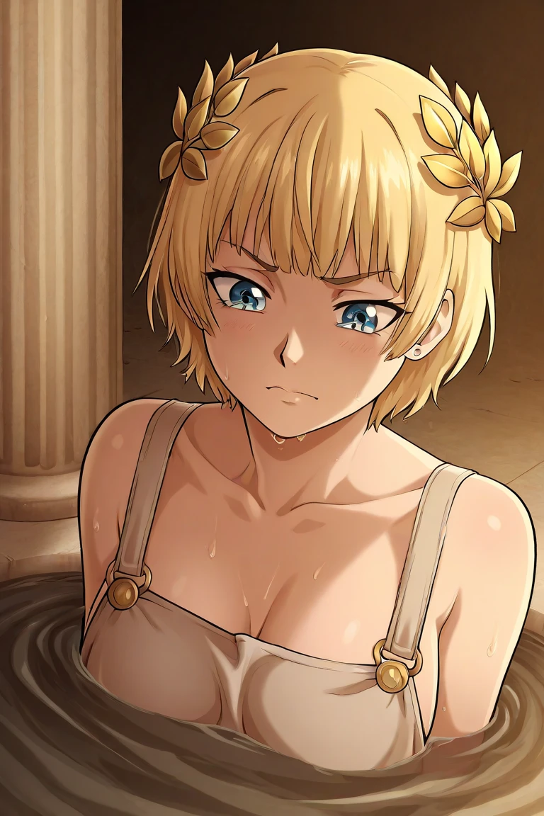 ((Highest quality)), ((masterpiece)), (detailed), （Perfect Face）、The woman is Princess Leona, with long light brown hair and the appearance of a Sentai heroine.