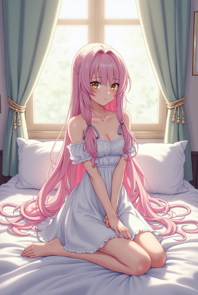 masterpiece, best quality,extremely detailed CG unity 8k wallpaper,
1girl, louise francoise le blanc de la valliere, pajamas,blush,
sitting, bed,
<lora:louisev1-000005:0.88>