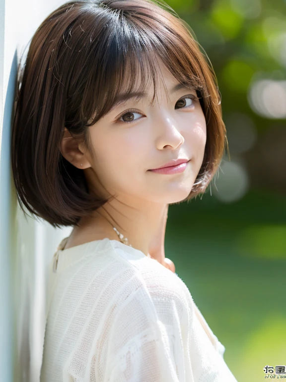 Top quality, hight resolution, Japanese, 1 beautiful woman,
skinny hair, thin hair, Thin Bangs, very short hair, short haircut, buzz cut hair,
age 38, Detailed skin, natural looking makeup, thick eyeshadow, extremally thin eyebrows, Highlighted eyes with eyeliner,
chuckle,
long-sleeve, Layer of clothes, natural clothes, Wide-leg pants, White clothes, Standing,
BREAK,
looking at viewer, from side, fully body photo, Studio Soft Light, catch light, simple background, White Room, Only the wall, White background