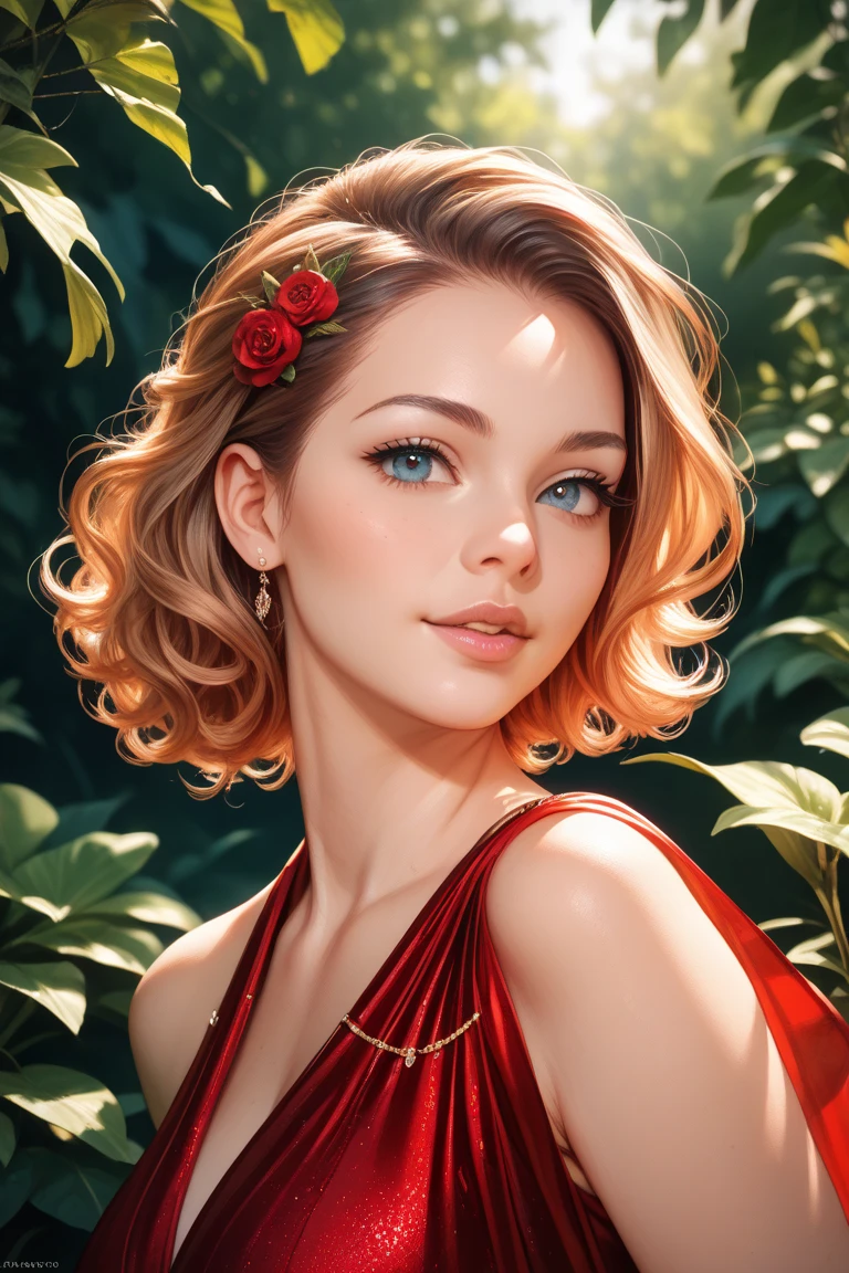 Ana Beatriz Barros,, wearing red bunny costume transparent. professionally retouched, soft lighting, realistic, smooth face, perfect eyes, sharp focus on eyes, 8 k, high definition, insanely detailed, intricate, elegant. against the background of the garden.