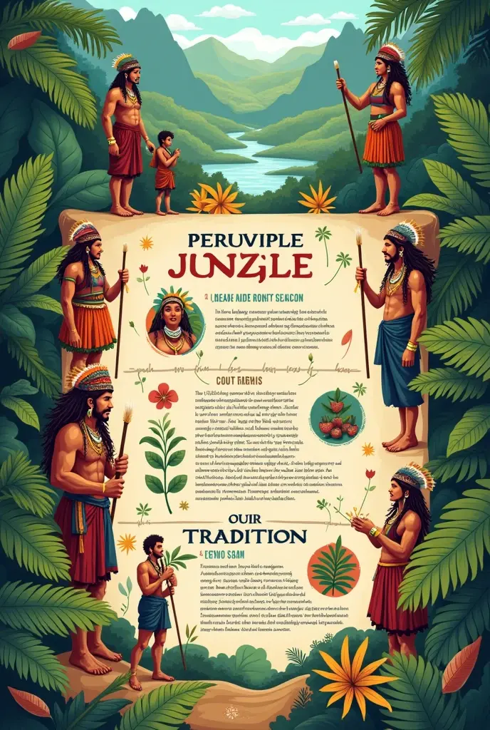 infographic about the traditions of the Peruvian jungle