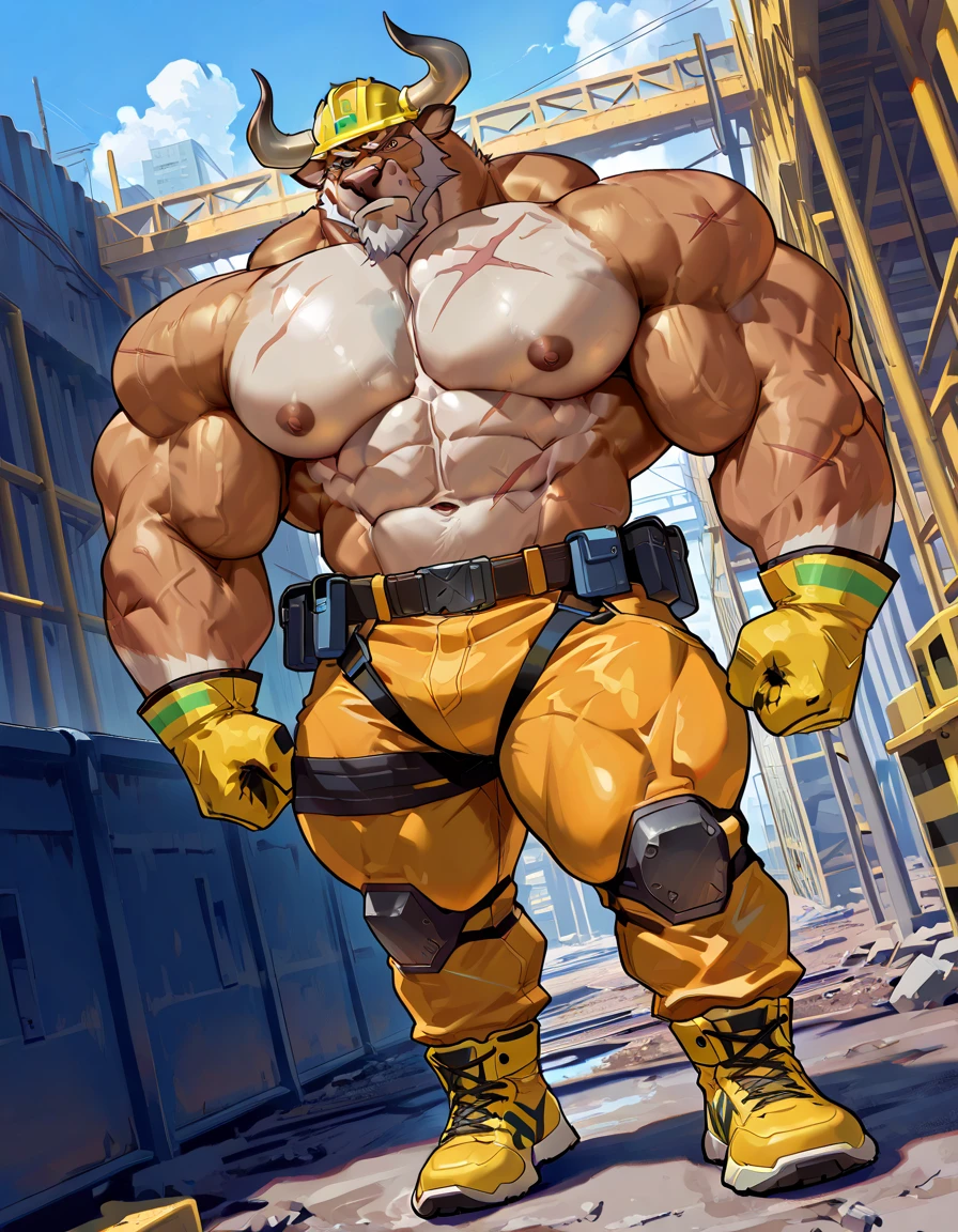 Metal plant worker, Working on a machine tool, muscular body, detailed, detailed body, dynamic pose, sweating, veins