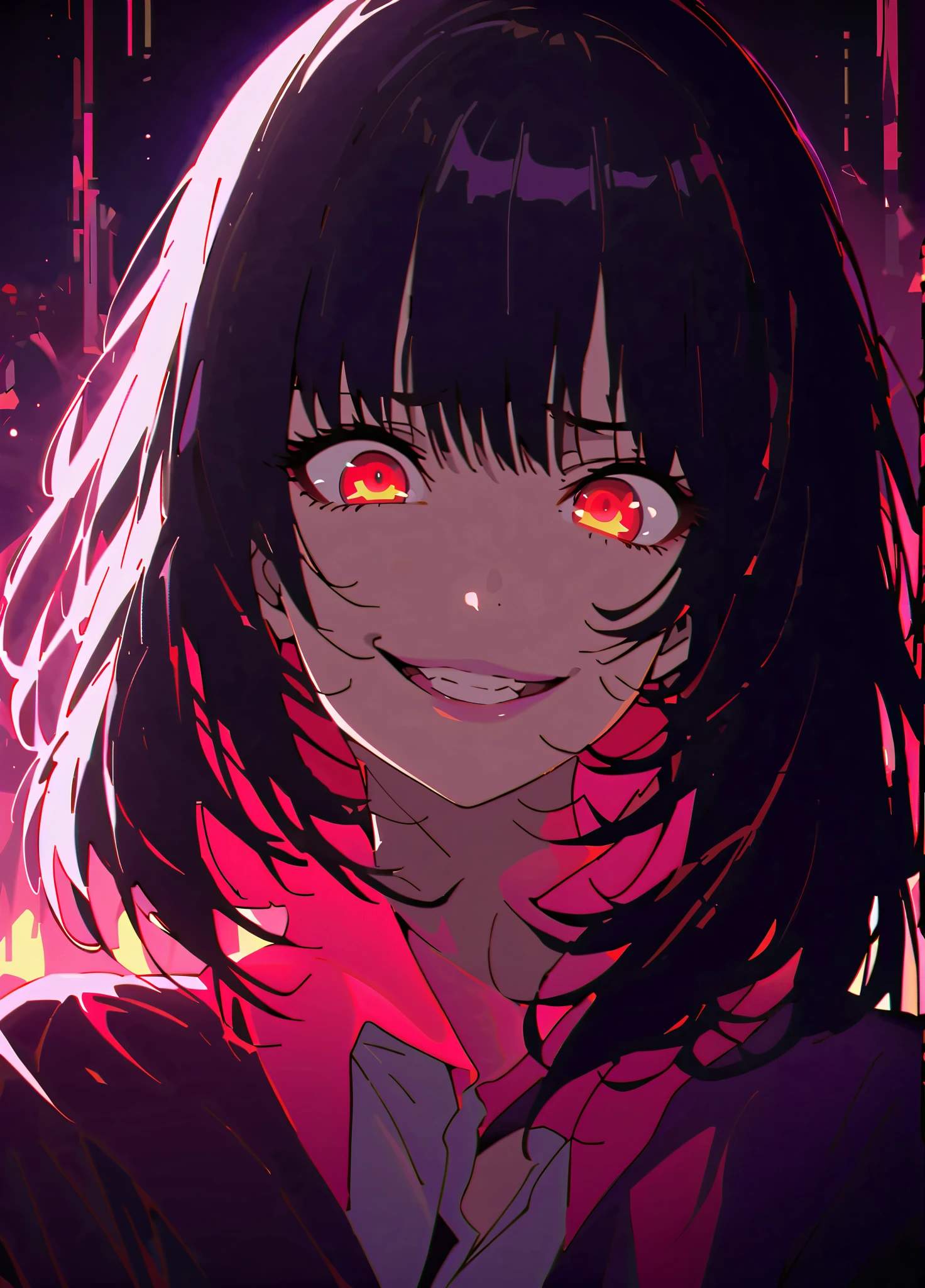 (Highest quality、Super detailed)、Silhouette Art、one woman、Alone、Close-up、crazy smile、Gothic Priestess、、Glowing Wireframe、Oil、Mode、Bioluminescent Arc、glitch art、 floral 、 Mosaic art 、 super high definition 、absurd、Double Exposure、BREAK score_9、 score_8_up、 score_7_up