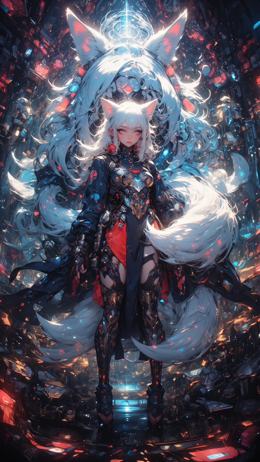 Miku Hatsune x vixen high definition add_detail:1, blue fur,kitsune ears, tribal tattoo add_detail:1, pretty girl add_detail:1, feudal priestess clothing add_detail:1, japanese shrine landscape add_detail:1, japanese shrine costume add_detail:1, add_detail:1, full body add_detail, highly detailed face, deep aqua iris add_detail:1, mistical and divine space crature