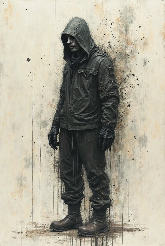 (best quality:1.2),ultra-light clay, clay, pottery, rough knitted texture, distressed, dirty, mineral pigments, 3D clay sculpture art, clay sculpture, rough surface, (black footwear,gradient,Create an ultra-wide shot of an aging zombie wearing an Adidas jacket and hoodie, Abstract Background. The overall style of the image should be minimalist with an Artgem touch. Zombies should be rendered in a broken state, Pale style, The point is to create a sense of horror and decay. Adidas jackets and hoods should be rendered in high detail, Focus on capturing the texture and style of clothing. The background of the image should have an abstract design, Focus on creating a sense of depth and contrast with the foreground. Images should be presented in wide format, Focus on creating a sense of scale and drama in the scene.