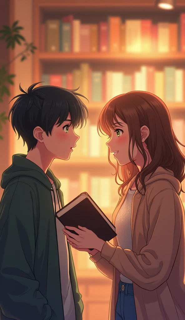 A beautiful boy with chashma, with a girl with beautiful eyes, a letter in his hand where write, " love you Tuba ", in a school room,