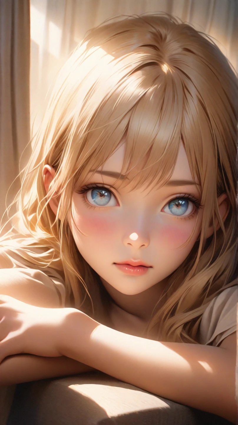 (masterpiece:1.2、Highest quality、masterpiece)、1 female、alone、classroom、Day、stand、blonde,Bangs,Disheveled Hair、blue eyes、(Completely naked:1.4)、(Whitening:1.4)、Big Breasts、Earrings、lipstick、Sweaty、Round 1、blush、(Face close-up:1.4),{Rubbing one penis with her cheek:1.5}