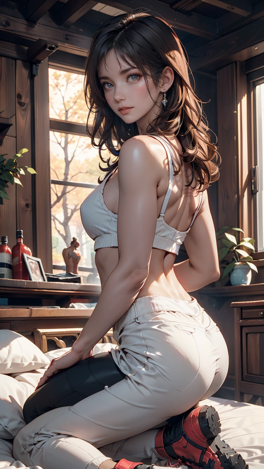 8K, masterpiece, Raw photo, Best Quality, Photorealistic, Highly detailed CG Unity 8k wallpaper, depth of fields, Cinematic Light, Lens Flare, Ray tracing, (Extremely beautiful face, Beautiful lips, Beautiful eyes), intricate detail face, ((Ultra detailed skin)) 1girl in, deepshadow, Pretty Blond American Girl, Girl Next Door, 1 girl, (Very slim and slender fit muscular body:1.3), ((Looking at Viewer)),(Big smile:1.3), ( (Blurred background) ), (No people in the background:1.3), Bracelets, Clear eyes, Walking , ((Camera Shot from Below, Back shot, upskirt)), (pale skin), (Big eyes), Face forward, (Full body shot), open navel, (Looking at Viewer:1.3), Very slim, medium breasts, (Camel toe), thick thighs, turn back, exposed ass, underboob, short skirt, visible panties, ((girl reaching to grab something from top shelf in the kitchen))
