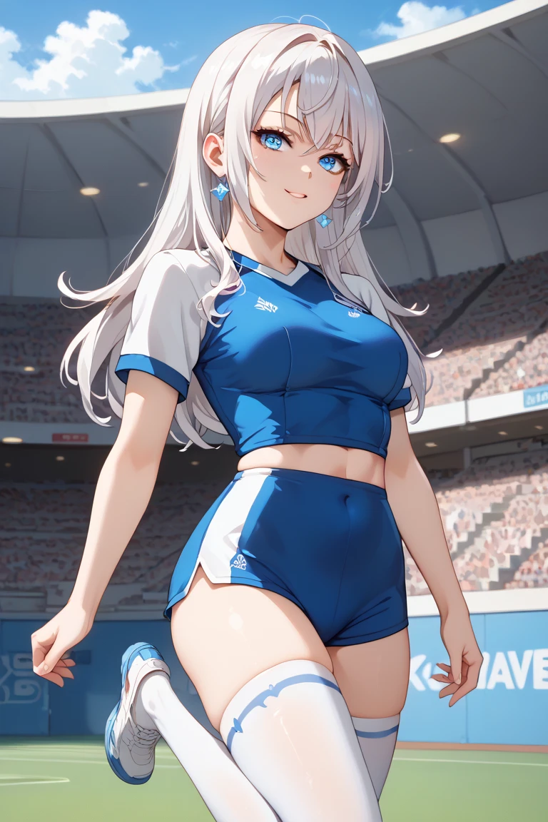 (best qualtiy,A high resolution,tmasterpiece:1.3),1girll, Solo, tennis wear, White polo shirt, White sneakers, white mini-skirt, tmasterpiece, Best quality at best, Photorealsitic, ultra - detailed, Slim, (shiny skins, perspired:1.4), absurd res, looking at viewert, Long double ponytail, brunette color hair, with brown eye, Dynamic light and shadow, A high resolution, Sharp focus, depth of fields, detailedeyes, Sharp pupils, Realistic pupils, (smallunderboob:1.3), (thick thight:1.1), exteriors, Skysky,White knee-length socks,White ribbon hair ornament,Board shoes,Hands reach into panties,Raise your legs above your head