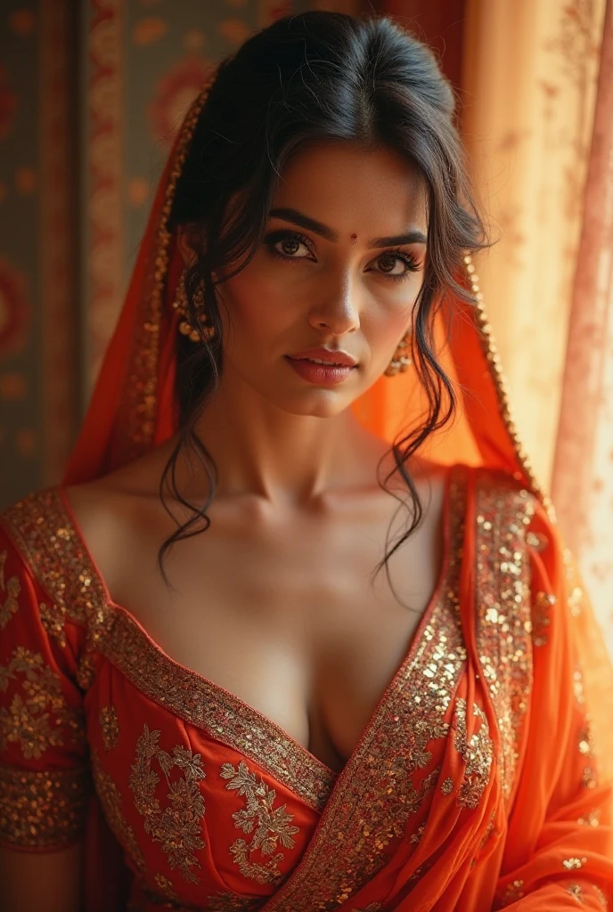 Ai realistic indian hot saree show Navel show cleavage 