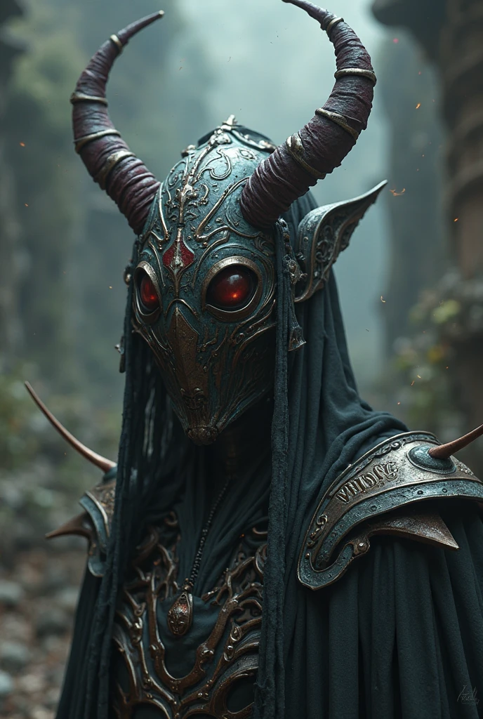An intense, high-contrast close-up portrait of a cosmic Cthulhu priest in a dark fantasy setting. The subject is adorned with intricate tattoos and makeup, reflecting the cosmic symbols of Cthulhu. The high-contrast style creates a dramatic visual effect, with dark shadows and bright highlights on the subject's face. The background is dark and moody, enhancing the overall eerie ambiance of the image., portrait photography, dark fantasy, photo