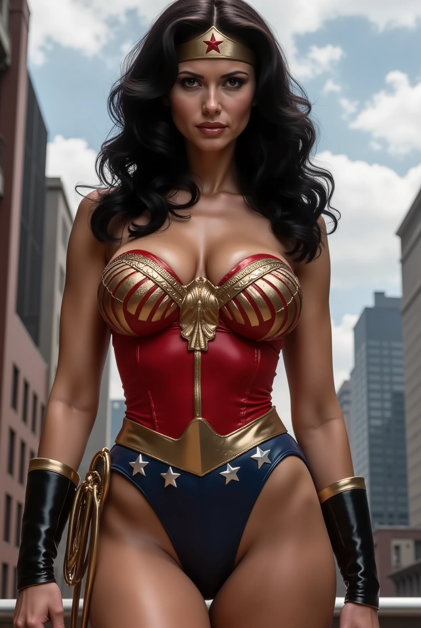 Veronica Zemanova Wonder Woman superheroine in sexy provocative outfit
