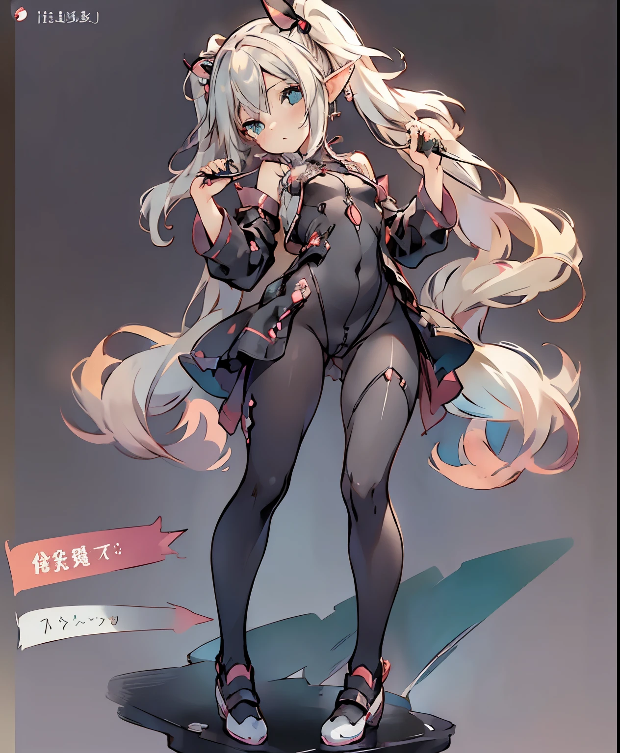 ( masterpiece、 Best Quality、 Best Quality、official art、 beautiful and beautiful :1.2)、(one girl:1.3) Hatsune Miku、twin tails, beautiful breasts, multiple views, pencil happentch, (happentch:1.25), (***********,small breasts,), ((The shoes of)), shy, best quality, Graphite \\(medium\\), happen, gradation , rainbow, Note, Line Draft, Hi-Res, absard dress, (超Hi-Res:1.1), ( illustration of a woman with a penis :1.1), ( Infographic:1.2), pajamas, (Coherent Background :1.15), (Alone), perfectly drawn hands , standing, cohesive background , paper, action, (detailed manga illustration:1.1),
Guzzling , black bodysuit, black leotard, highly revealing clothing,
Full, twin tails, 1 girl, pointed ears, round face, white hair, green eye, Elf, long hair, earrings,