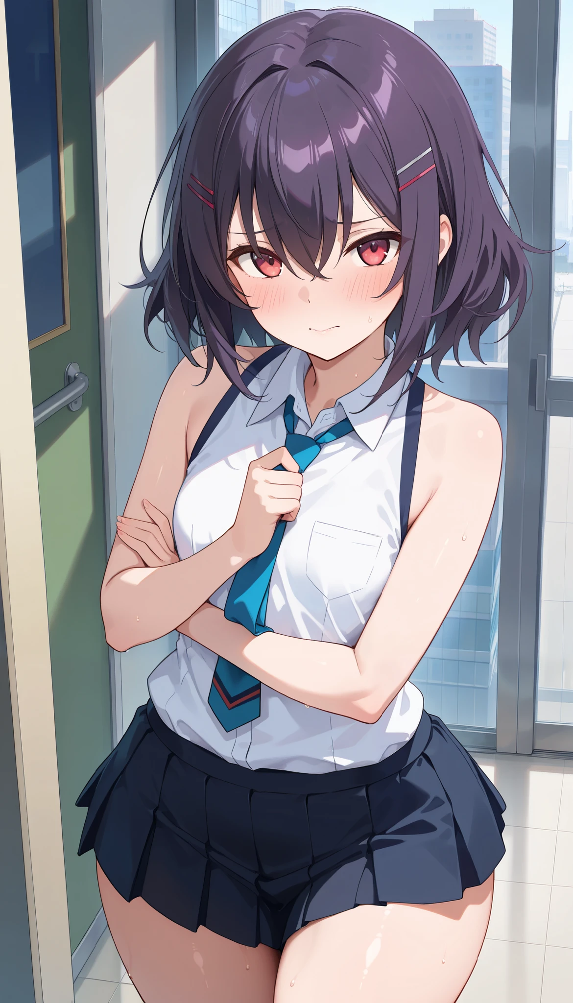 score_9, score_8_up, score_7-up, score 6-up, scoreS score 4_up, Source: Anime , tag1, tag 2, best quality, high quality, exhaustive, Hi-Res, 8k, 超Hi-Res, soft saturation, professional quality, perfect contrast, viewer watching the viewer , Human Anatomically Accurate, perfect face, perfect face, perfect hair, perfect eye, perfect body, is complete, Perfect Arms, perfect skin, has a clear face, very small breasts, wide hips, huge ass, sensual woman, embarrassing, , lines, Shy Blake Miniskirt