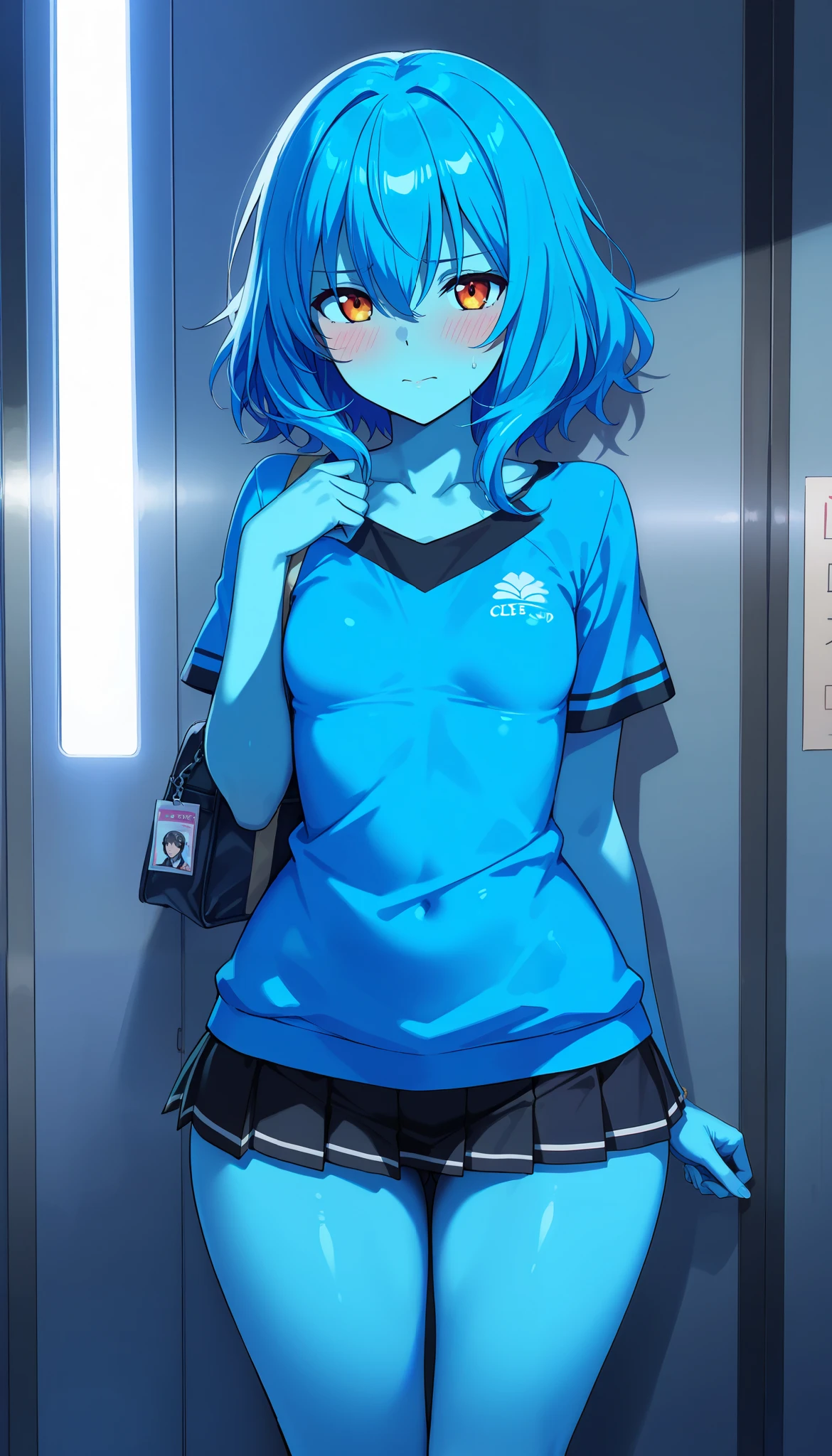 score_9, score_8_up, score_7-up, score 6-up, scoreS score 4_up, Source: Anime , tag1, tag 2, best quality, high quality, exhaustive, Hi-Res, 8k, 超Hi-Res, soft saturation, professional quality, perfect contrast, viewer watching the viewer , Human Anatomically Accurate, perfect face, perfect face, perfect hair, perfect eye, perfect body, is complete, Perfect Arms, perfect skin, has a clear face, very small breasts, wide hips, huge ass, sensual woman, embarrassing, , lines, Shy Blake Miniskirt