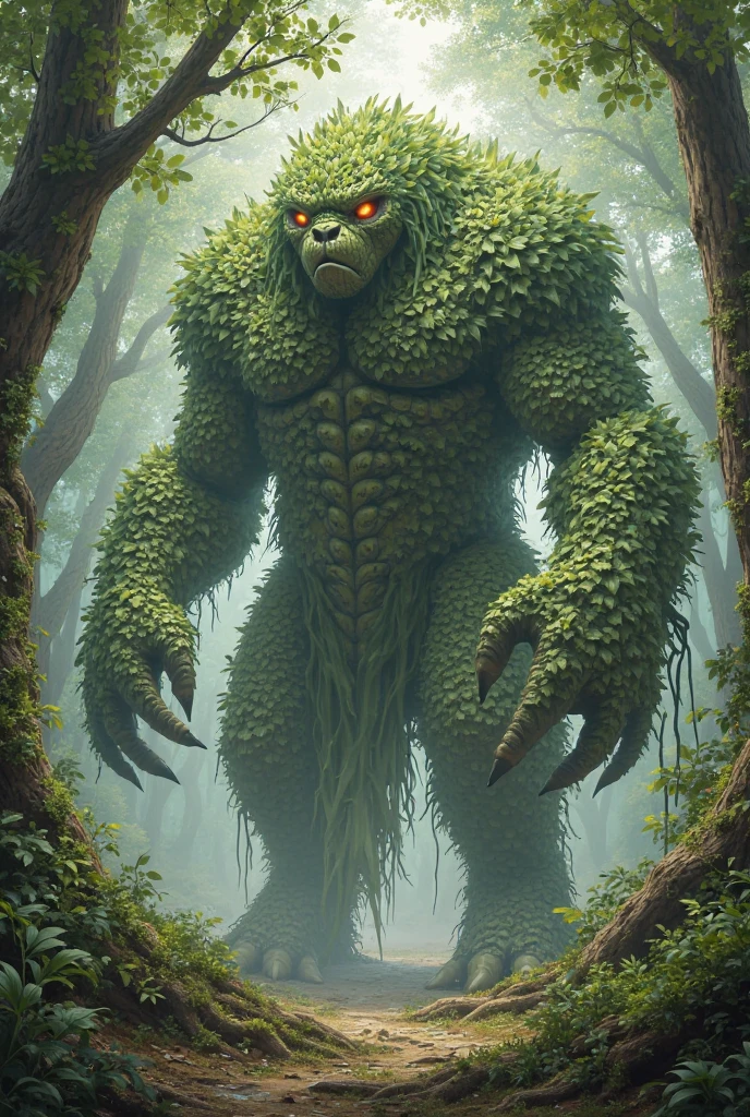 Stone golem, moss covering, ancient forest, Gothic sketch, inspired by Brian Selznick