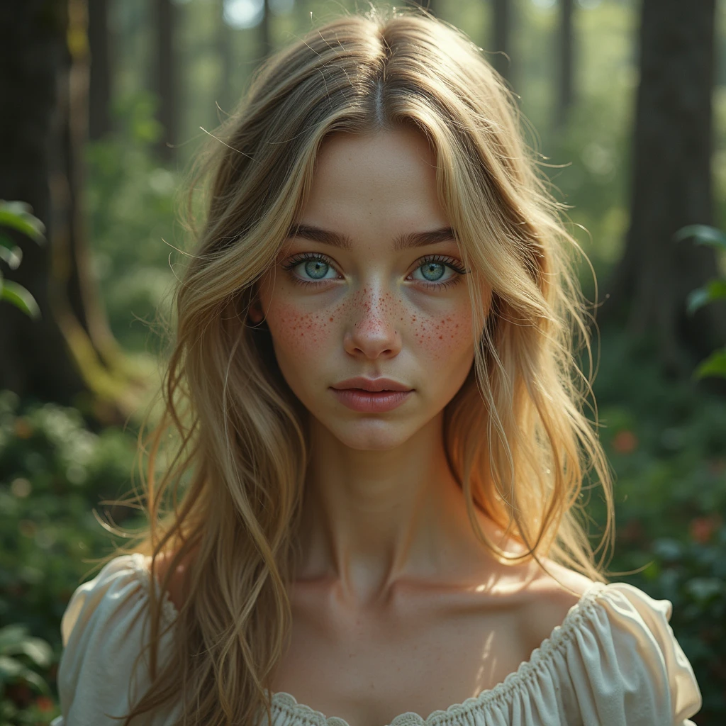 1girl in, age19, Solo, Aesthetic artwork, irish, wavy strawberry blonde hair, shoulder length hair, gray eyes, light grey eyes, some small freckles, pale skin, runners body, (textured skin, skin pores:1.1), goosebumps, wearing a cardigan, no bra, rural outdoors, making eye contact, sultry look at viewer, winsome, playing hard to get