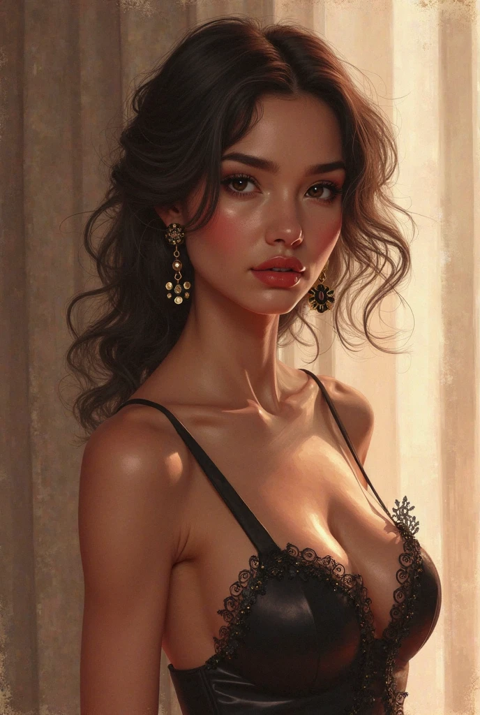 {{{highest quality}}}, {{Very detailed}}, {{Very delicate and beautiful}}, (highest quality, In 8K, 32k, )、realistic oil painting 、Costume made from string and metal rings