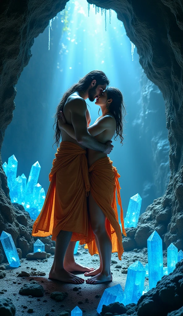 Shiva Parvati is coming from the water