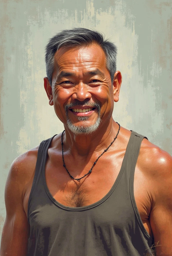 57 years old balinese old man six spack body