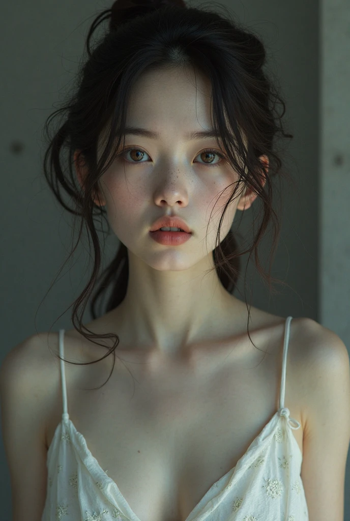 Face close-up:2.0,smile:1.0, ((Extremely precise and accurate anatomy:1.1)), (photo Realistic:1.4), (hyper Realistic:1.4), (最高品質のRealisticな肌の質感:1.4), (Improvement of quality:1.4), (Enhances the beauty of skin texture:1.1), Clean and glowing skin, mesh, thin:1.2, (Realistic:1.3), Realisticなライティング, (Smoother lighting:1.05), (Improving the quality of cinema lighting:0.9), Backlight, A gentle light for your face, Ray Tracing, (Bright light:1.2), 32K, One Japanese woman, fine grain, Detailed face, (Film Grain:1.1),(Accentuates body lines:1.1), High resolution, Natural look, Kind eyes, Improves hair quality, Delicate light and shadow, Transparent muscles, Graceful pose, Beautiful Eyes, Sharp details, Soft light reflection, Beautiful contours, Delicate skin tone, Fine hair texture,Cute Japanese Women Photos, Little Woman, 20-year-old, Beautiful and perfect face, brown, Beautiful Face,