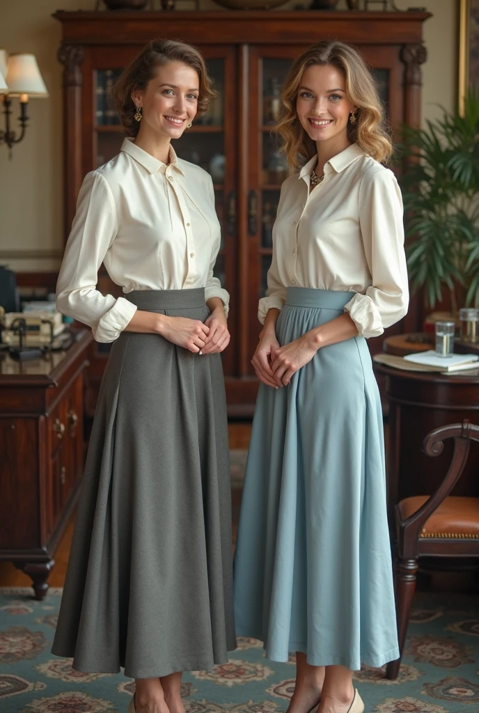 35mm f1.4 Kodak portra 400 group photograph, extremely high quality RAW group photograph, (1959 lesbian:1,7 long skirt kissing:1,6 conference), (shy) authentic (kind and tender) lesbian women wearing short blazers with a very very detailed (long (fully pleated) full circle skirts) and (simple) low heeled office shoes, very very intricate hyper-detailed symmetric (attractive graceful young feminine faces) with (sad, tired) eyes and a (flirty smiles:1.3), full of empathy and compassion and love, (pronounced feminine features:1,3), big boobs, large breasts, (highly detailed ultra accurate realistic:1,1) hands and fingers, ((windy conditions and wind blowing)), epic composition, highly detailed attributes, highly detailed atmosphere, detailed background, intricate, Exquisite details and textures, highly detailed