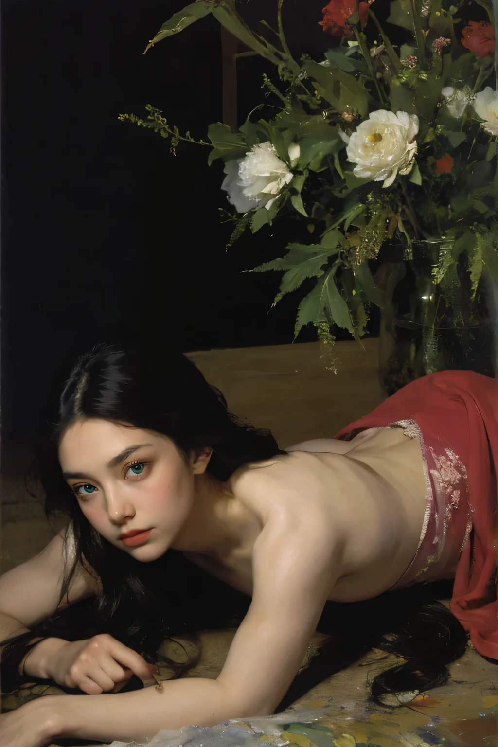 Mono Color,weight,NSFW,Upper body,A nude malcolm liepke oil painting style,sexy women,detailed facial features,long flowing hair,alluring gaze,sensual lips,seductive curves,feminine beauty,colorful palette,expressive brushwork,romantic atmosphere,soft lighting,vibrant colors,sophisticated elegance,implied narrative,glimpse of vulnerability,playful confidence,dynamic poses,mysterious allure,subtle sensuality,stunning figure,oil on canvas,graceful movement,captivating charm,artistic composition,provocative allure,evocative expressions,dramatic contrast,delicate details,total mastery of paint,impressionistic rendering,passionate intensity,alluring gaze,irresistible magnetism,sublime elegance,richly textured,visual poetry,ethereal beauty,unforgettable impact