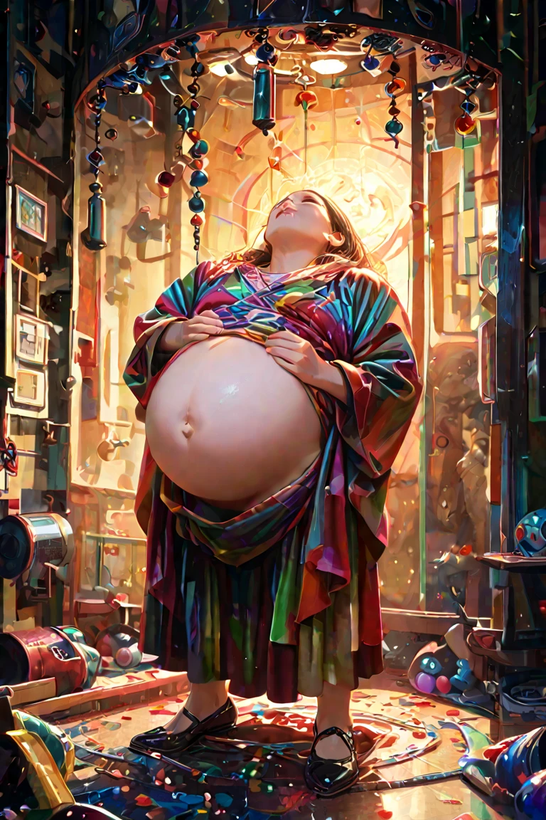 Multiple exposure of the silhouette of a pregnant woman who is about to give birth, sitting and sleeping in a rocking chair, Candyland Angels, Fantasy Concept Art, Shadow play, (Highest quality, masterpiece, Representative works, Official Art, Professional, Super intricate details, 8k:1.3)