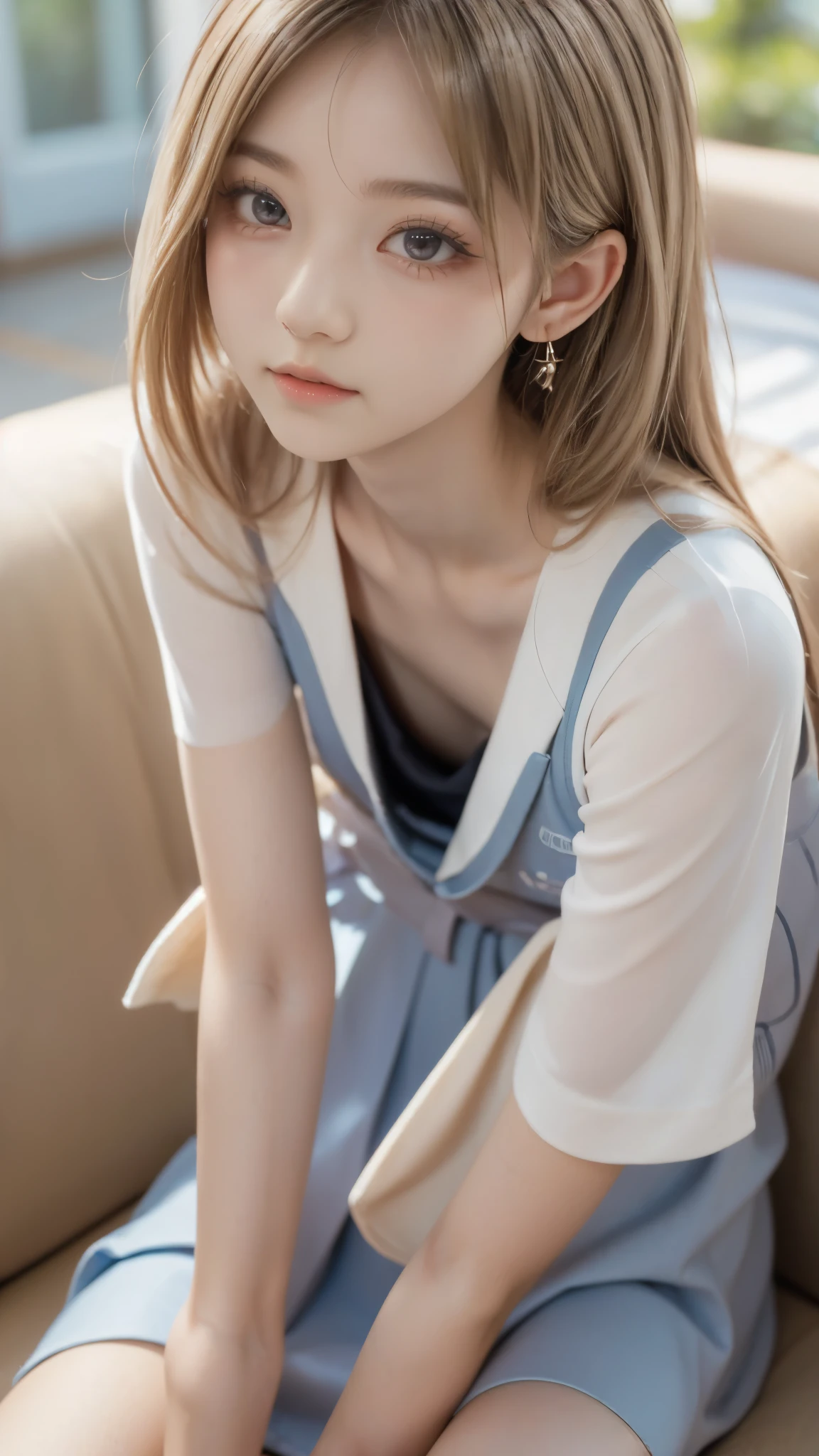((software: 1.4)), ((detailed eyes and face, professional photography)), ((software, medium hair, (Small beautiful breasts, bust up), blond hair, Clear Eyes, earrings, 1 girl)), Ultra High Resolution, (realistic: 1.4), RAW photo, Best Quality, (Photorealistic Stick), concentrated, Soft light, ((school one-piece uniform:1.2)), ((young face)), (surface), (depth of writing), masterpiece, (realistic), Beautiful Girl, ((slender body line)), (random sexy pose with camel toes sticking out:1.3), (detailed hands:1.3, perfect right hand:1.2), ( detailed legs:1.2, thin thighs below eyes:1.2, beautiful feet)