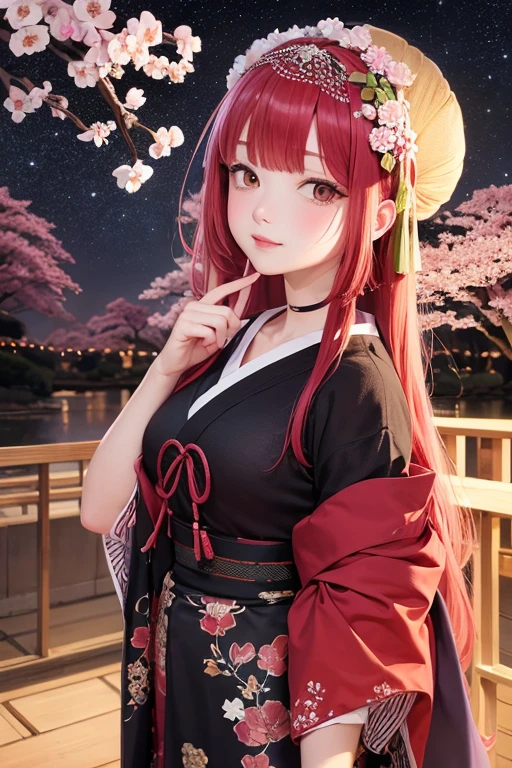  Ukiyo-e,  cherry blossoms at night, princess