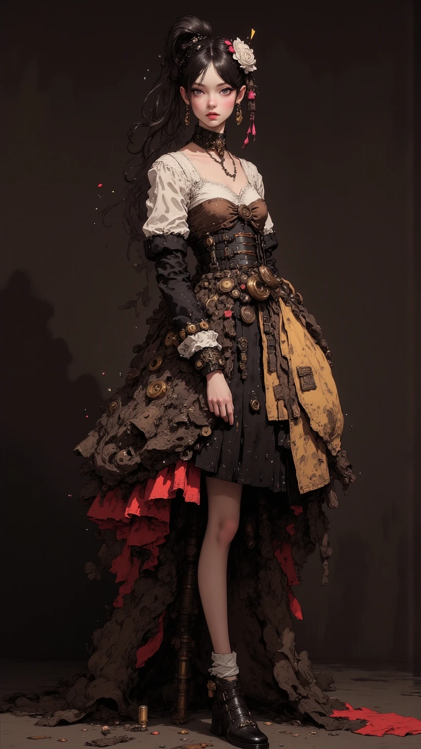 ((best quality)), ((masterpiece)), (detailed), blank white background, plain background, white background, Bloodborne inspired, occult aesthetic, occult, detailed and intricate steampunk and detailed gothic, NSFW, Very dramatic and cinematic lighting, cosmic horror, grim-dark, side-lighting, perfect face, a beaituful goddess valkyrie adorned and enshrined in armour, Bloodborne inspired valkyrie, occult aesthetic valkyrie, occult valkyrie, detailed and intricate steampunk and detailed gothic valkyrie, NSFW, Fluttering lace flared long knee length dress with frilly petticoats, knee length dress, pleated petticoats, lolita dress, petticoats gothic lolita, side-lighting, gothic lolita aesthetic, beautiful small breasts, small breasts, full body, whole body, body, plain background, white background, blank background, no background, white background