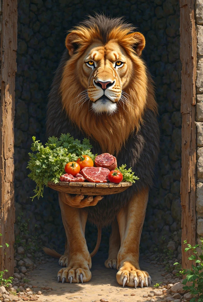 Un sac d'or, Une pomme croquée avec un serpent enroulé autour, Un œil vert perçant, Un morceau de gâteau avec une coupe de vin, Une flamme, Un lit, Un lion