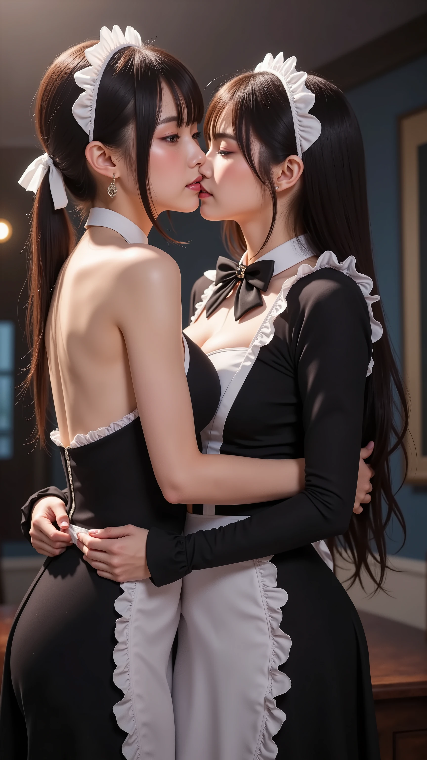 (((nsfw)))、 French Maid、 Nogizaka idol、 Hug、deep kiss