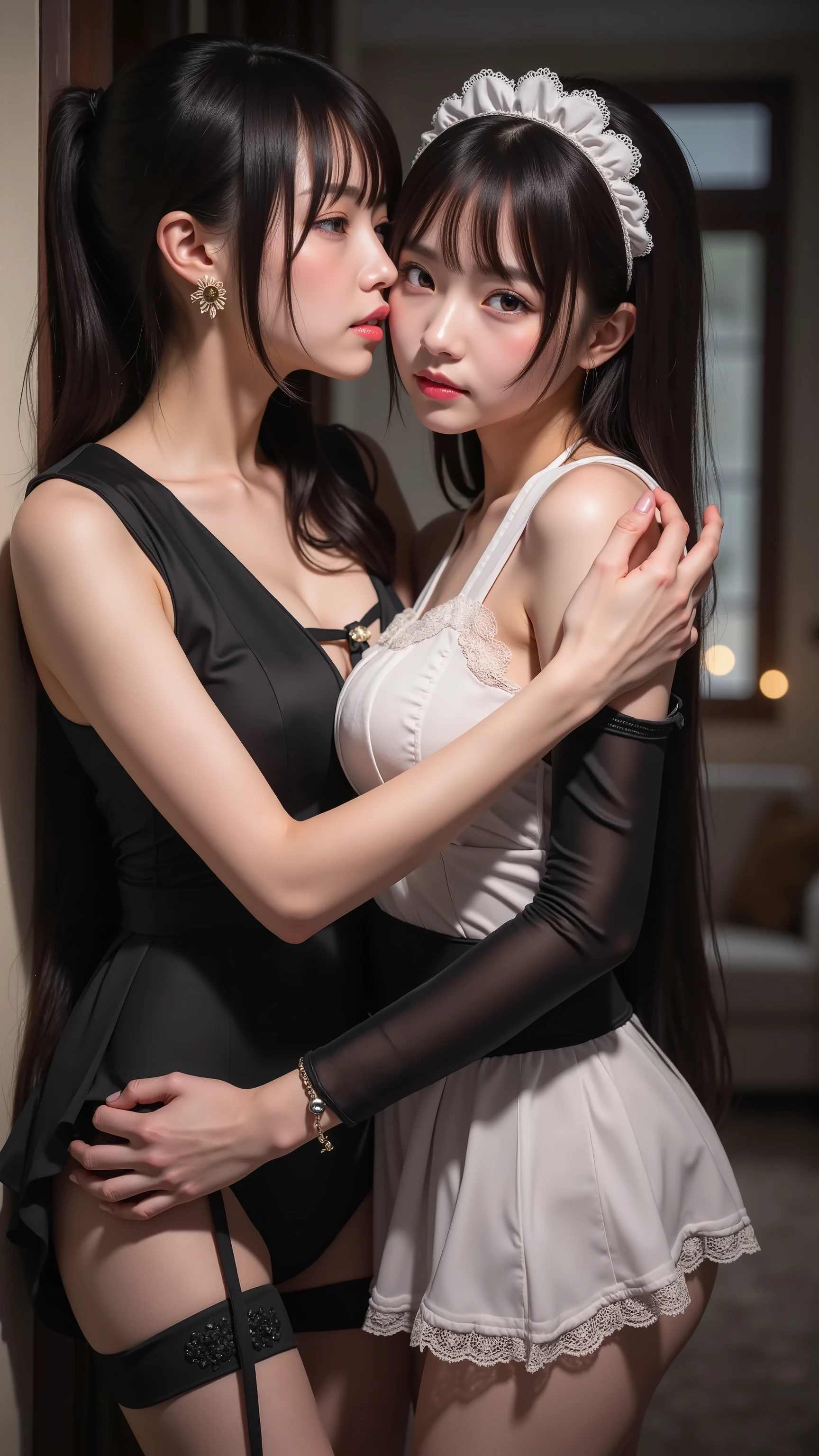 (((nsfw)))、 French Maid、 Nogizaka idol、 Hug、deep kiss