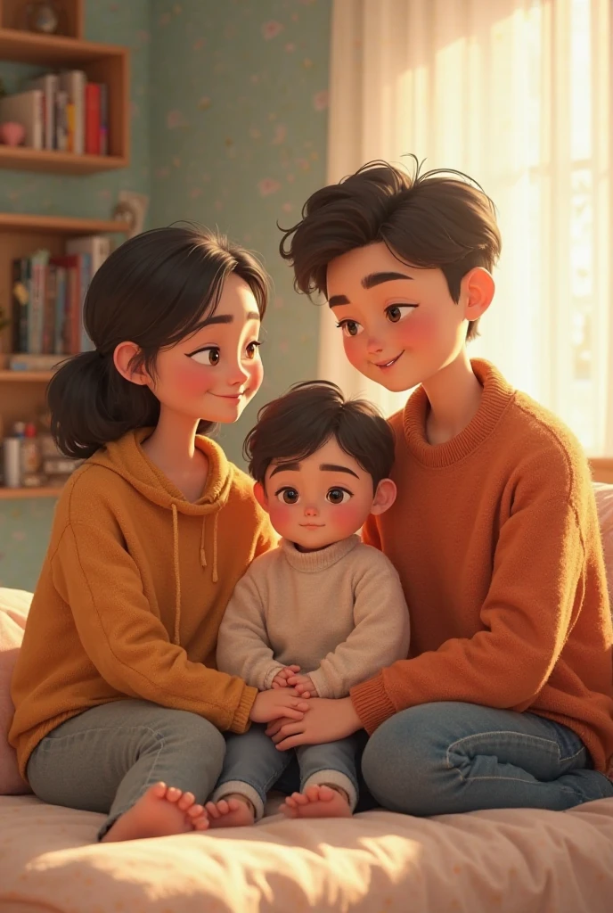 Youngster talking with parents