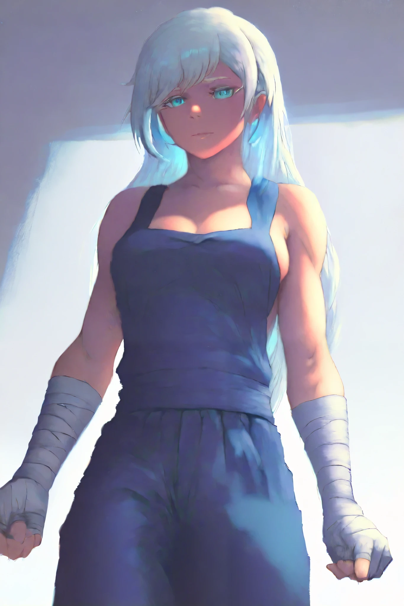 HDR, 8K, high contrast, masterpiece, best quality, amazing quality, very aesthetic, anime artstyle, realistic, hentai art, newest, (artist:incase:0.5), (artist:tsuaii:0.5) ,
BREAK
shiej007, bounce light, hyperdetailed, detailed hair strands, detailed fibers,
portrait, masterpiece, semi-realism, painterly, vivid colors, 3d, realistic, 1girl, icy blue eyes, white hair, monk outfit, toned body, bandaged arms, abs, blue and white color scheme, hair on one eyes, long eyelashes, ice background, dual lighting, rim lighting.