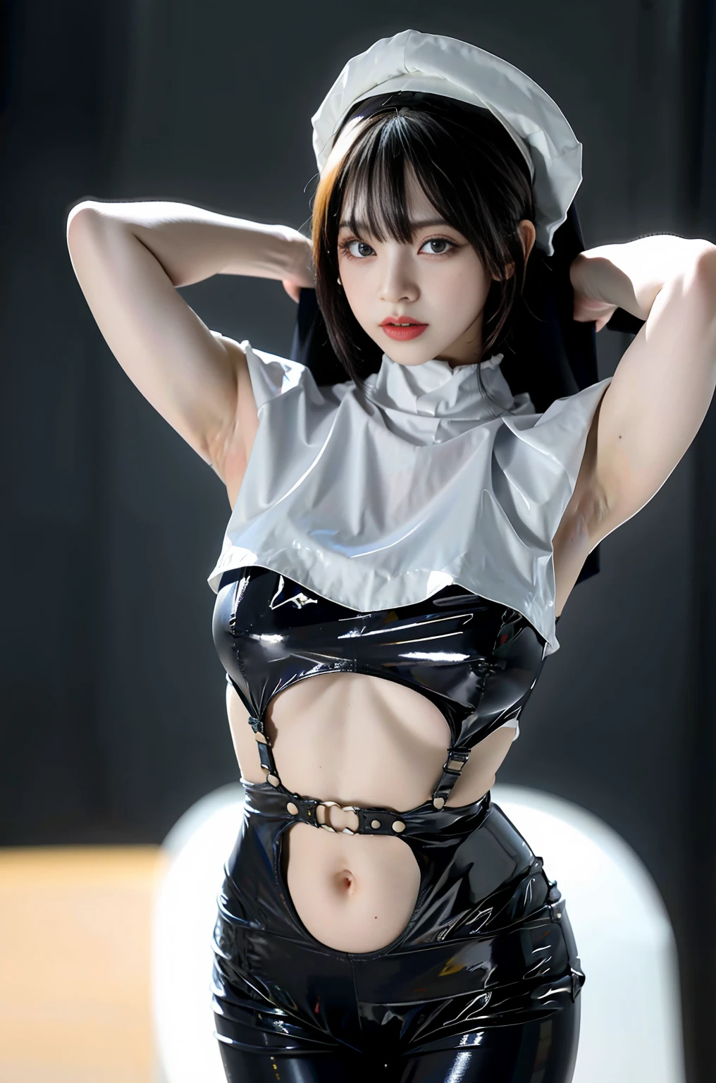 Prompt:2girl, fit, midriff, sweat, shiny skin, glossy skin, oiled, abs, bright skin, clear eyes, black hair, huge breasts, thick thighs, wide hips, curvy, standing, from above, bikini, clear sky, jacket, open jacket, (denim shorts:1.1) Negative Prompt:ugly, tiling, poorly drawn hands, poorly drawn feet, poorly drawn face, out of frame, extra limbs, disfigured, deformed, body out of frame, bad anatomy, watermark, signature, cut off, low contrast, underexposed, overexposed, bad art, beginner, amateur, distorted face,bondage (Shibari,hands tied behind back:1.5), (Shibari:1.21), ballgag (((Drooling))),(((Legs tied))) (((cat ears)))