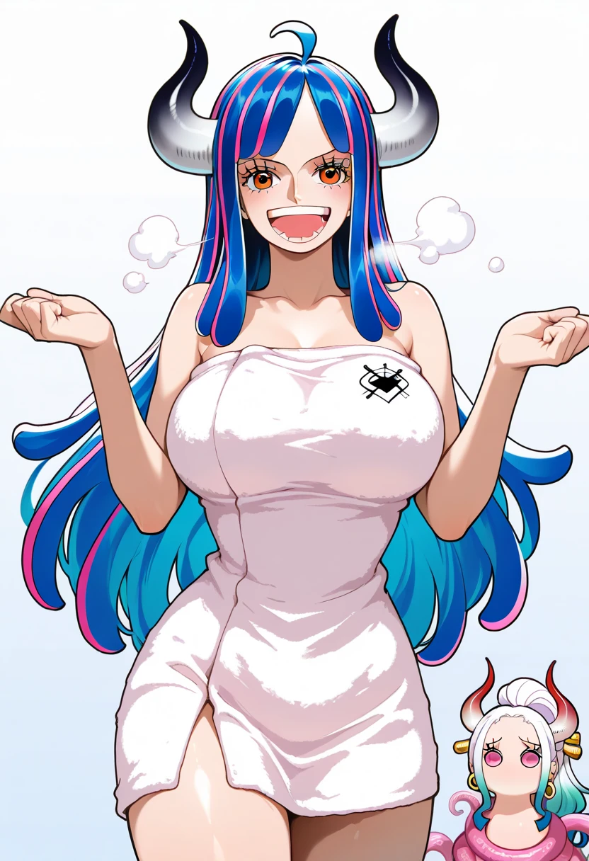 A sexy girl, beautiful beauty, light blue hair, her big round blue eye, light pink lip, she wears a sleeveless white shirt, shows her navel and a long blue skirt with a long heel, black hair, wearing a pussy, vore absorbs