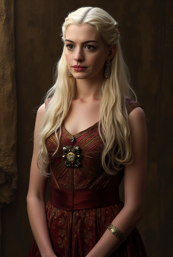 Danaerys Targaryen, red, on the throne, black dress, dragon throne room, powerful, queenly gown, jenna coleman, [purple eyes], tricia helfer, barbara palvin, lindsay ellingson, (black iron necklace), (iron bangle, iron crown)