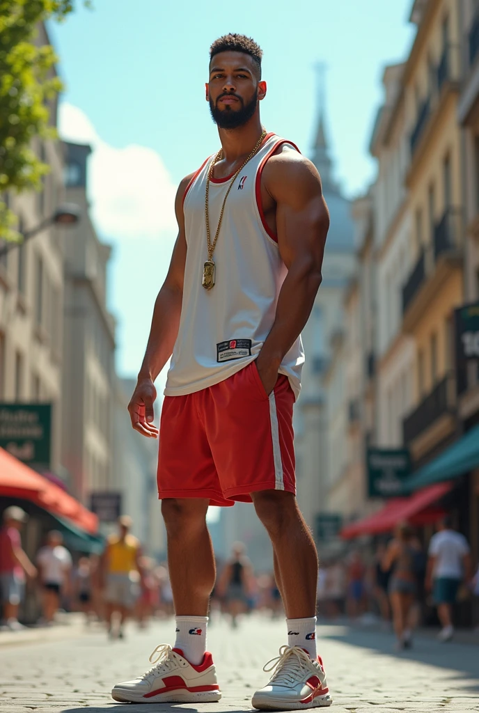 view from aside
Full color HD ultra detailed photography, a slender man with a very tall, ripped, toned athletic body, very defined muscles, cinnamon skin, Italian, black hair, diamond face, straight nose, full lips, green eyes, square chin, perfect feet, charming smile, wearing an orange thong, his vulva is highlighted, flip flop sandals, developed legs, round buttocks, six pack abs, defined shoulders, confident expression, walks smiling through the streets of Rome, in the background the Roman Colosseum, natural light, becoming the subject composition, 8k, masterpiece of photography, focusing on every detail of his body, especially the muscles