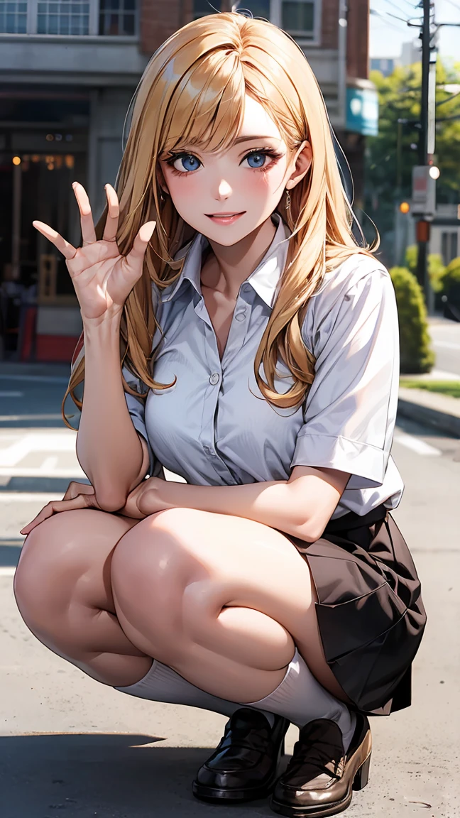 squatting,open legs,(random porn pose),(random cute uniform),(random hairstyle),(Thin type:1.5),(large breasts),(Highest image quality,(8K), Ultra-realistic, Best Quality, High quality, High Definition, high quality texture, high detailing, Beautiful detailed, fine detailed, extremely details CG, Detailed texture, realistic representation of face, masterpiece, presence)