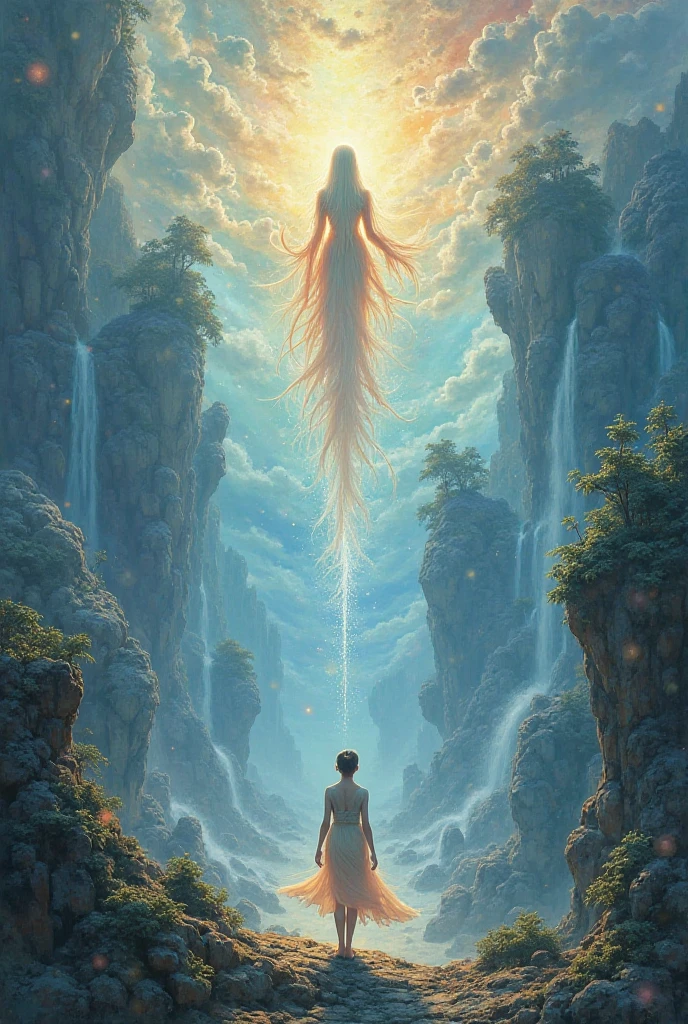 Painting of a woman in a bikini standing on the ocean with an octopus, Goddess of the sea, goddess of the sea, she is approaching heaven, greek myth digital painting, goddess art, metaphysical painting, she is floating in the air, Goddess of entropy, aphrodite goddess of love, Surreal oil on canvas, a stunning young ethereal figure